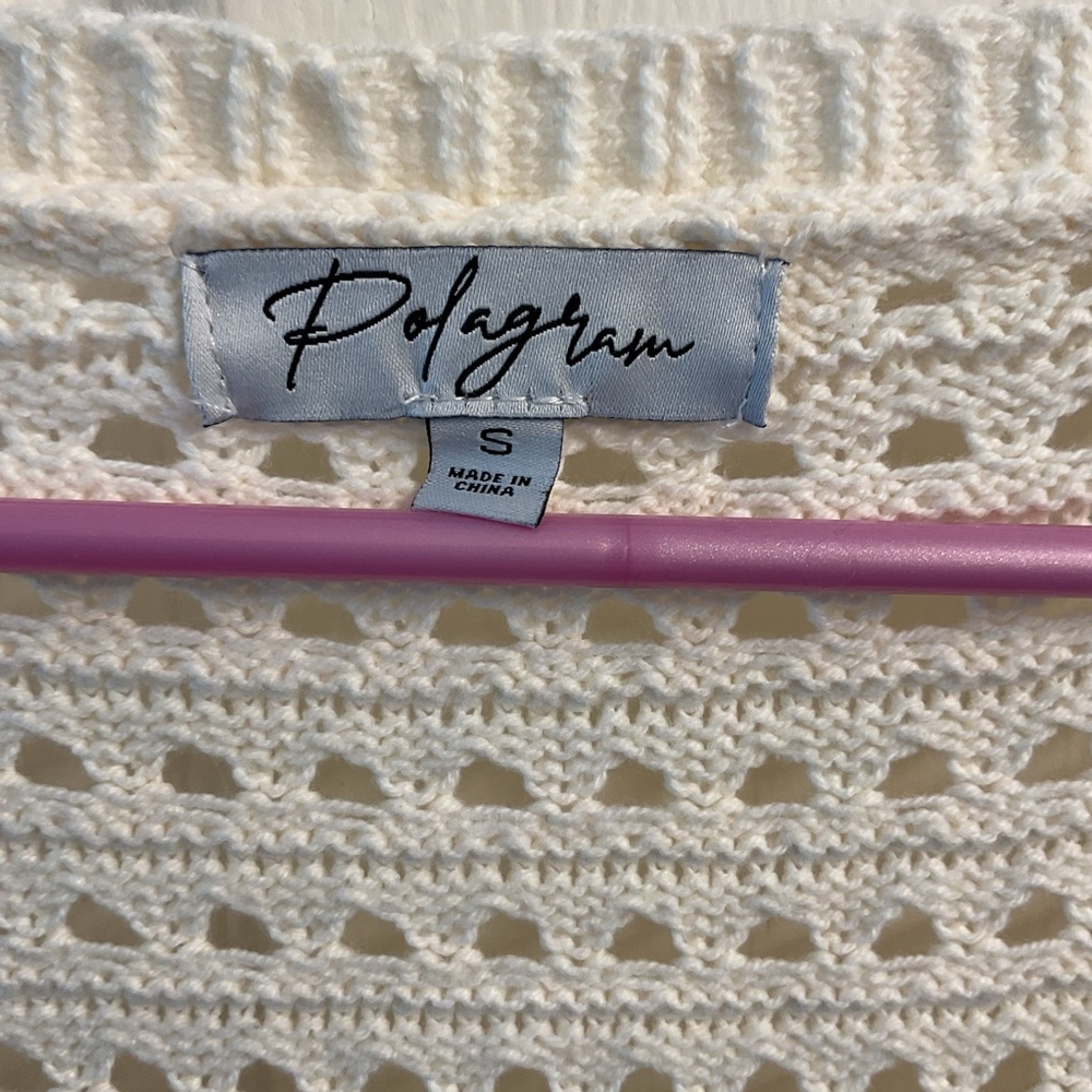 Polagram Open-Knit Long Cardigan with Multicolor Stripes small euc boho festival - Picture 4 of 7